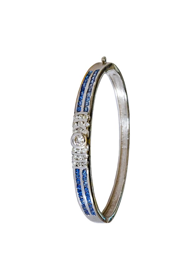 BRACCIALE - Bracciale in oro bianco 18kt, diamanti e zaffiri