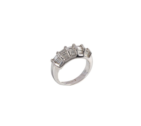 Anello - Fedina in oro bianco 18kt e diamanti