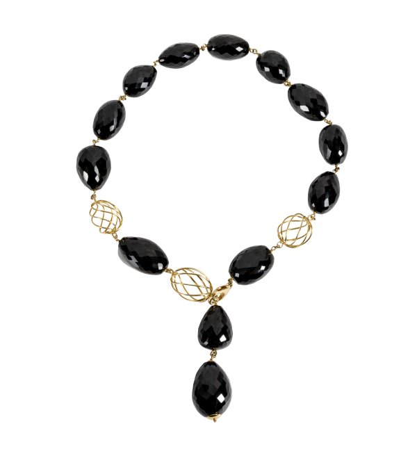 COLLANA - Collana in oro giallo 18kt e onice