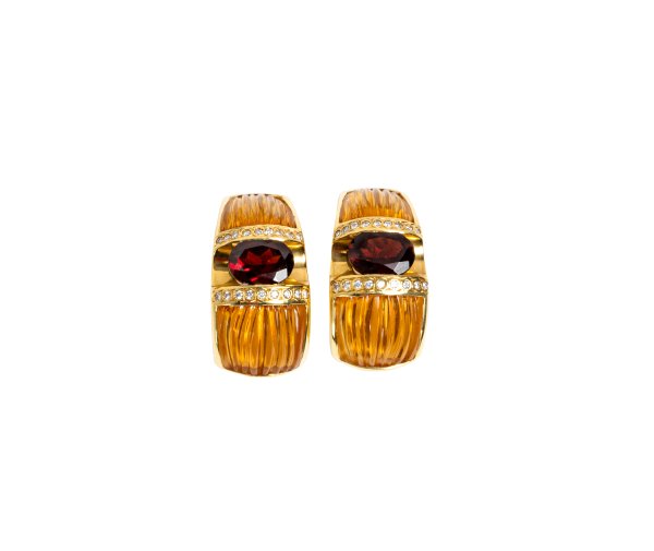 ORECCHINI - Orecchini in oro giallo 18kt con topazi e diamanti
