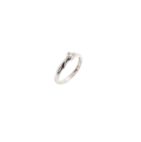 Anello - Anello solitario in oro bianco 18kt