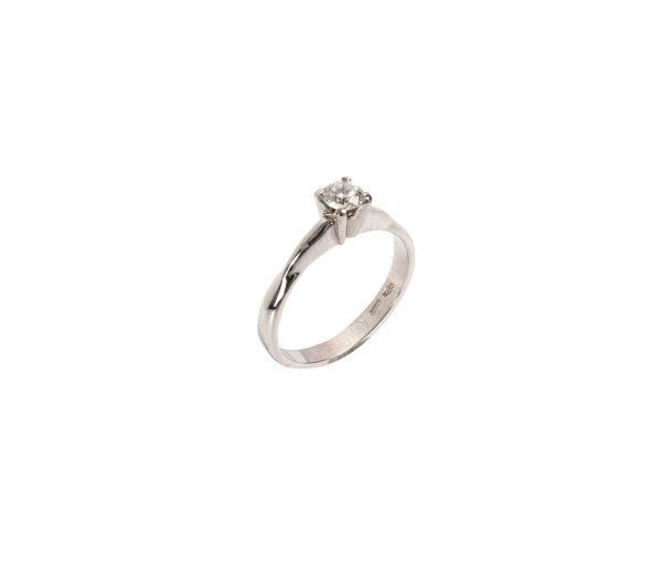 Anello - Anello solitario in oro bianco 18kt