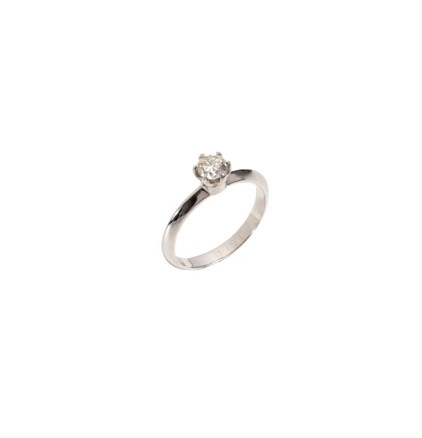 Anello - Anello solitario in oro bianco 18kt
