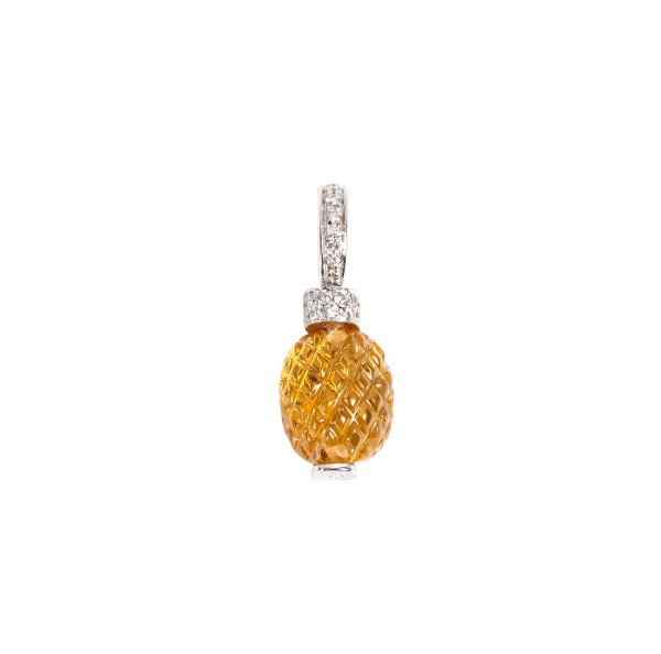 GIOIELLO - Ciondolo in oro bianco 18kt con topazio e diamanti