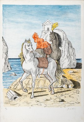 GIORGIO DE CHIRICO - Cavalli su una spiaggia antica