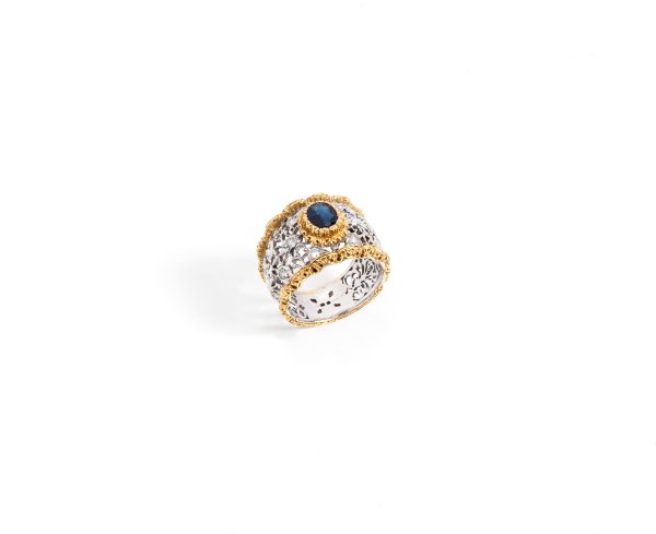 Anello a fascia in oro bicolore 18kt