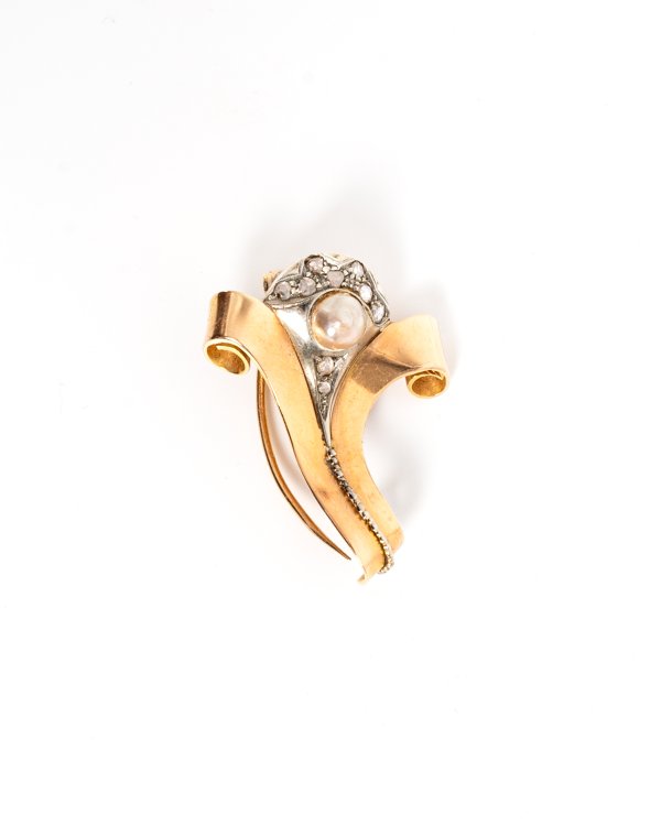 Spilla in oro bicolore 18kt