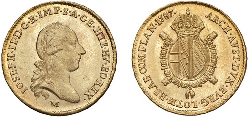 GIUSEPPE II D'ASBURGO-LORENA, monetazione imperiale (1780-1790) - Mezzo sovrano, 1787, Milano.