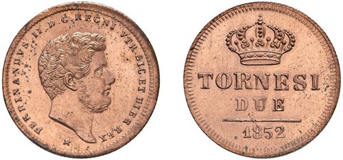 NAPOLI - FERDINANDO II (1830-1859) - 2 tornesi 1852.