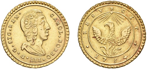 PALERMO - CARLO DI BORBONE (1734-1759) - Oncia 1734, I tipo.