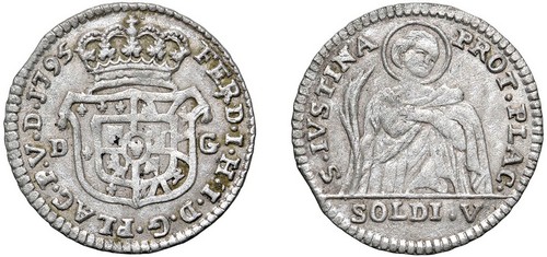 PIACENZA - FERDINANDO I DI BORBONE (1765-1802) - 5 soldi 1795.