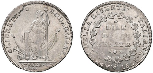 VENEZIA - MUNICIPALITA' PROVVISORIA (1797) - Dieci lire venete, I tipo.