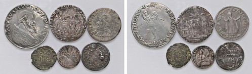 STATO PONTIFICIO (XVI-XVIII sec.) - Interessante lotto di 6 monete pontificie.