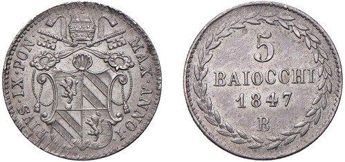 PIO IX, Giovanni Maria Mastai-Ferretti (1846-1870) - 5 baiocchi 1847, an. I, Bologna.