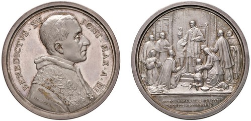 BENEDETTO XV, Giacomo Della Chiesa (1914-1922) - Medaglia an. III, Promulgazione del Codice di Diritto Canonico, Roma.
