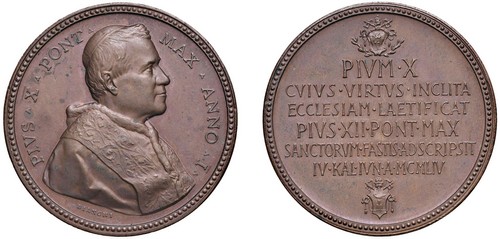 PIO XII, Eugenio Maria Giuseppe Pacelli (1939-1958) - Medaglia 1954, 'Canonizzazione Pio X', Roma.