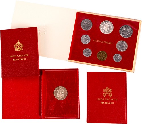 PAOLO VI E SEDI VACANTI  1963 e 1978 - Lotto composto da una divisionale e tre 500 lire Sede Vacante (2 es. 1963 e 1 es. 1978).