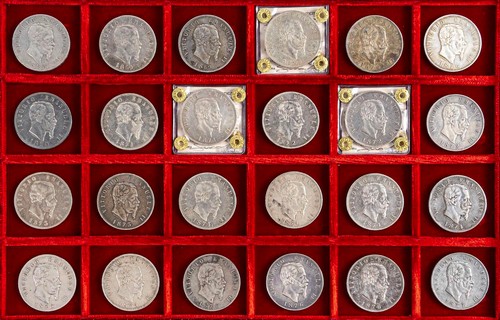 VITTORIO EMANUELE II, Re d'Italia (1861-1878) - Lotto 24 monete da 5 lire.
