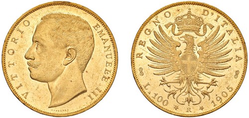 VITTORIO EMANUELE III (1900-1943) - 100 lire 1905, Roma.
