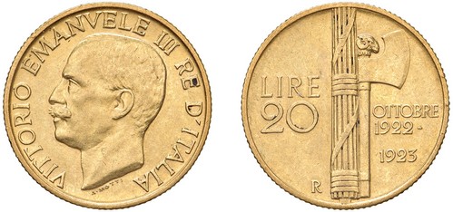 VITTORIO EMANUELE III (1900-1943) - 20 lire 1923, fascetto, Roma.