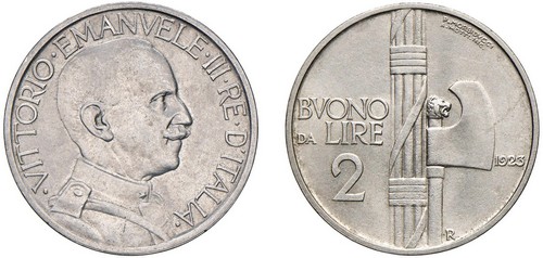 VITTORIO EMANUELE III (1900-1943) - 2 lire 1923, Roma.