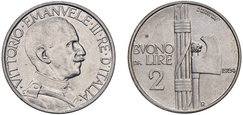 VITTORIO EMANUELE III (1900-1943) - 2 lire 1924, Roma.