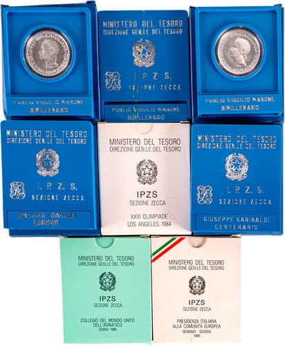 REPUBBLICA ITALIANA (1946-) - Lotto di 8 emissioni celebrative da 500 lire (1981-1985).