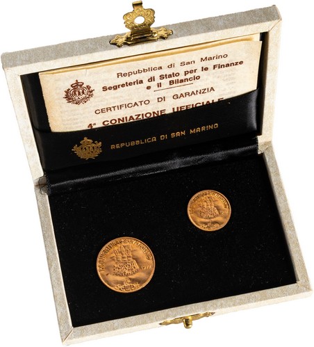 SAN MARINO - Nuova monetazione (1972-) - Dittico da 1 e 2 scudi 1977, 'Democrazia'.