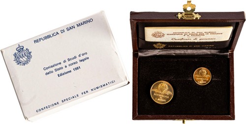 SAN MARINO - Nuova monetazione (1972-) - Dittico da 1 e 2 scudi 1981, 'La Scultura/FAO'.