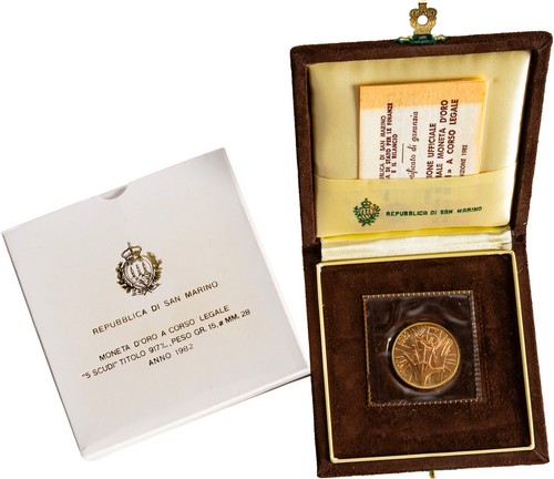 SAN MARINO - Nuova monetazione (1972-) - 5 scudi 1982, 'La Libertà'.