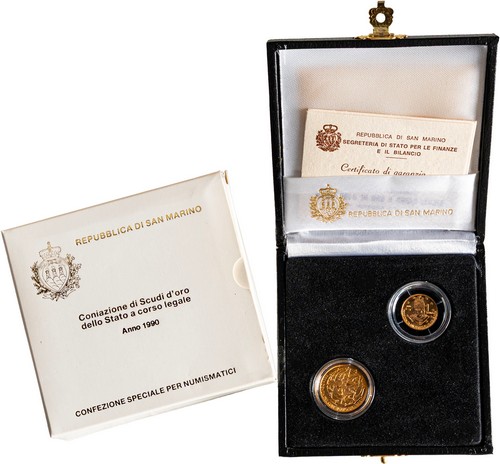 SAN MARINO - Nuova monetazione (1972-) - Dittico da 1 e 2 scudi 1990, 'Presidenza San Marino Consiglio d'Europa'.