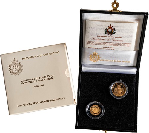 SAN MARINO - Nuova monetazione (1972-) - Dittico da 1 e 2 scudi 1992, 'Ingresso di San Marino all'ONU'.