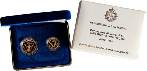 SAN MARINO - Nuova monetazione (1972-) - Dittico da 1 e 2 scudi 1995, '50° Anniversario costituzione ONU'.