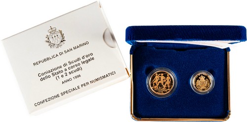 SAN MARINO - Nuova monetazione (1972-) - Dittico da 1 e 2 scudi 1996, '100° anniversario Olimpiadi: Atlanta'.