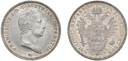 FRANCESCO I D'ASBURGO-LORENA (1815-1835) - Mezzo scudo nuovo 1822, Milano.