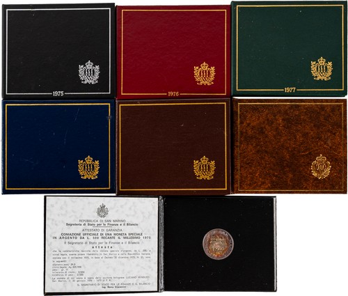 SAN MARINO - Nuova monetazione (1972-) - Lotto di 7 emissioni celebrative (1975-1980).