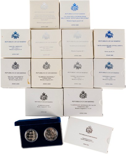SAN MARINO - Nuova monetazione (1972-) - Lotto di 13 emissioni celebrative (2002-2009).