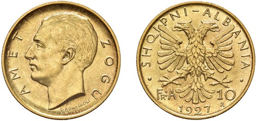 ALBANIA - AMET ZOGU (1925-1939) - 10 Franga 1927, Roma.