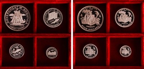 ANGUILLA - Serie di 4 valori (½, 1, 2 e 4 Dollari) 1970, PROOF.