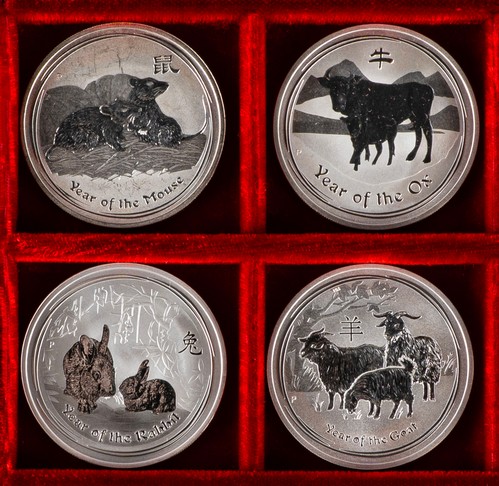 AUSTRALIA  - Lotto di 4 monete da 1 oncia (2008, 2009, 2011, 2015).