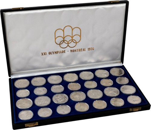 CANADA - Cofanetto contenente il giro completo delle 28 monete dedicate alla XXI Olimpiade di Montreal 1976.