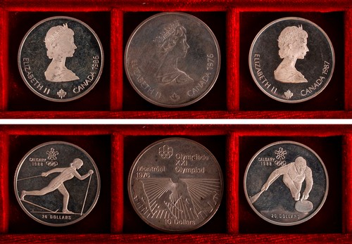 CANADA - ELISABETTA II (1952-2022) - Lotto di 3 monete da 10 e 20 dollari a tema olimpico.