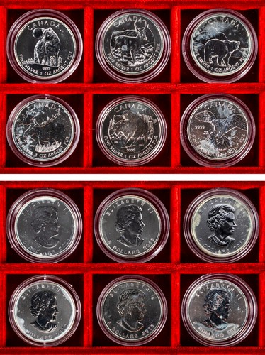 CANADA - ELISABETTA II (1952-2022) - Lotto di 6 esemplari da 5 dollari, senza ripetizioni.