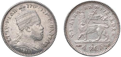 ETIOPIA - MENELIK II (1889-1913) - 1/8 di Birr.