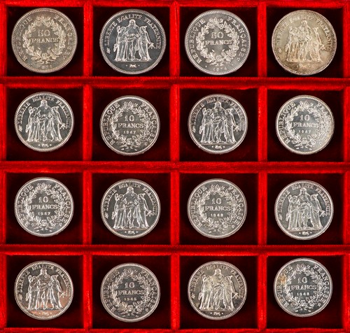FRANCIA - QUINTA REPUBBLICA (1959-) - Lotto di 16 monete in argento.