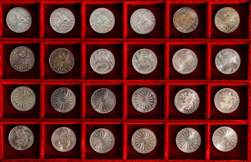 GERMANIA - REPUBBLICA FEDERALE - Serie completa delle 24 monete da 10 marchi 1972, dedicate alle Olimpiadi di Monaco 1972 (per tipo e zecca).