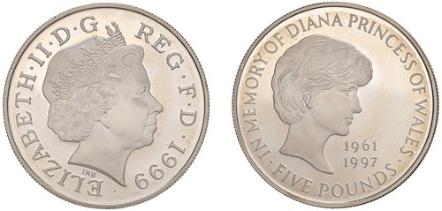 GRAN BRETAGNA - ELISABETTA II (1952-2022) - 5 Pounds 1999.