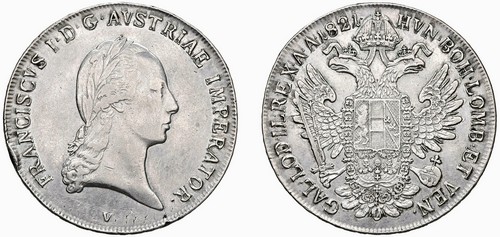 FRANCESCO I D'ASBURGO-LORENA, monetazione per l'Impero (1815-1835) - Tallero di Convenzione 1821, Venezia.