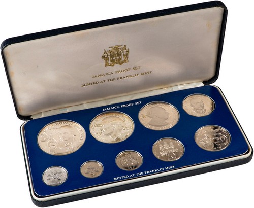 JAMAICA - Set 9 monete 1976, PROOF, in cofanetto originale.