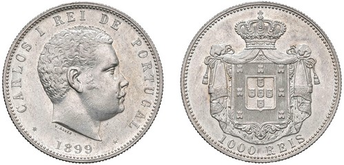 PORTOGALLO - CARLO I (1899-1908) - 1000 Reis, 1899.